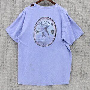 Vintage Comfort Colors Shirt Mens XL Purple Distressed Fishing Blue Marlin 90s